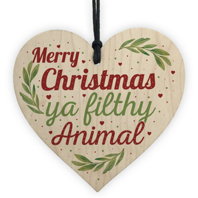 Red Ocean Christmas Filthy Animal Novelty Tree Decoration Wooden Bauble Friendship Secret Santa Stocking Gift - image 1