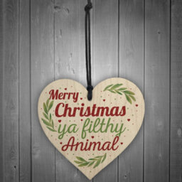 Red Ocean Christmas Filthy Animal Novelty Tree Decoration Wooden Bauble Friendship Secret Santa Stocking Gift - thumbnail 2