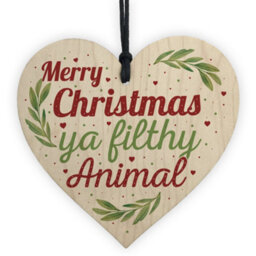 Red Ocean Christmas Filthy Animal Novelty Tree Decoration Wooden Bauble Friendship Secret Santa Stocking Gift - thumbnail 1