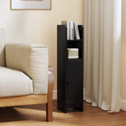 Black Small Corner Floor Bathroom Storage Cabinet With Door - thumbnail 4