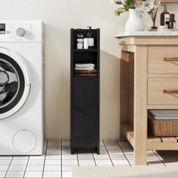 Black Small Corner Floor Bathroom Storage Cabinet With Door - thumbnail 3