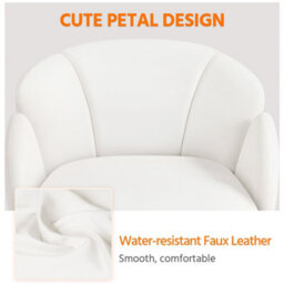 Yaheetech Modern Desk Chair For Home Office Makeup - White / Faux Leather - thumbnail 4