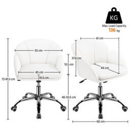 Yaheetech Modern Desk Chair For Home Office Makeup - White / Faux Leather - thumbnail 3