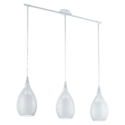 Elegant White Steel Pendant Ceiling Light With Satin Glass Shade