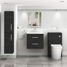 Royal Bathrooms Turin Hale Black 600mm Wall Hung Vanity Unit 2 Drawer With Mid-Edge Basin Sink - thumbnail 4
