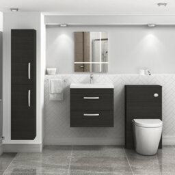 Royal Bathrooms Turin Hale Black 600mm Wall Hung Vanity Unit 2 Drawer With Mid-Edge Basin Sink - thumbnail 2