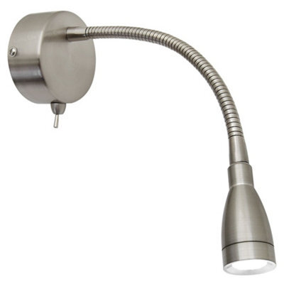Long Life Lamps Company Led Bedside Reading Wall Light Switched Flexible Arm Headboard Light H3035 Cool White - image 1