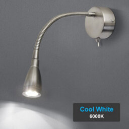 Long Life Lamps Company Led Bedside Reading Wall Light Switched Flexible Arm Headboard Light H3035 Cool White - thumbnail 6