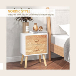 Wyld Haus Hafane Set Of 2 White And Natural Bedside Tables With 2 Chevron Drawers - thumbnail 5
