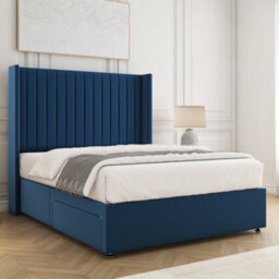Bsspoke Manhattans Divan Bed Blue Plush Velvet With 54Inch Headboard & Mattress No Drawers In Single Double King 4Ft6 6Ft - thumbnail 2