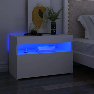 Vidaxl Bedside Cabinet & Led Lights White 60X35X40 Cm Engineered Wood - image 1