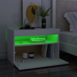 Vidaxl Bedside Cabinet & Led Lights White 60X35X40 Cm Engineered Wood - thumbnail 5