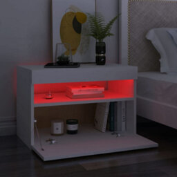 Vidaxl Bedside Cabinet & Led Lights White 60X35X40 Cm Engineered Wood - thumbnail 3
