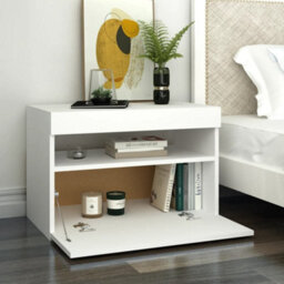 Vidaxl Bedside Cabinet & Led Lights White 60X35X40 Cm Engineered Wood - thumbnail 6