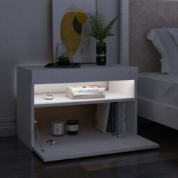 Vidaxl Bedside Cabinet & Led Lights White 60X35X40 Cm Engineered Wood - thumbnail 4