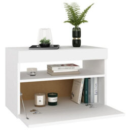 Vidaxl Bedside Cabinet & Led Lights White 60X35X40 Cm Engineered Wood - thumbnail 7