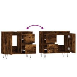 Berkfield Bathroom Cabinet Smoked Oak 65X33X60 Cm Engineered Wood - thumbnail 8