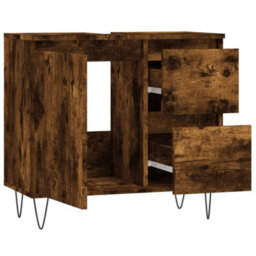 Berkfield Bathroom Cabinet Smoked Oak 65X33X60 Cm Engineered Wood - thumbnail 4