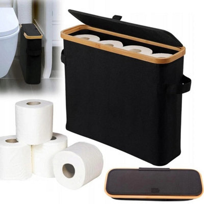 Toilet Roll Holder With Lid Toilet Paper Storage Basket Free Standing Waterproof - image 1