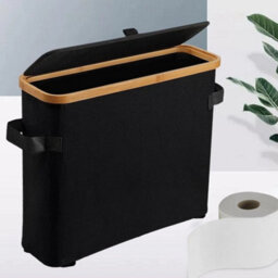 Toilet Roll Holder With Lid Toilet Paper Storage Basket Free Standing Waterproof - thumbnail 4