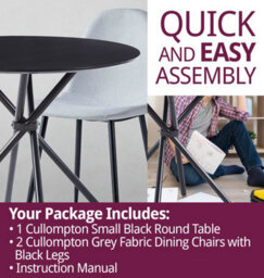 Hallowood Furniture Cullompton Small Black Round Dining Table (0.9M) With 2 Chairs (Cha502-Sgy) - thumbnail 7