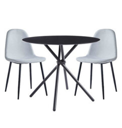 Hallowood Furniture Cullompton Small Black Round Dining Table (0.9M) With 2 Chairs (Cha502-Sgy) - thumbnail 8