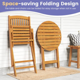 Costway 3 Pcs Outdoor Folding Bistro Set Garden Chair And Table Set-Grey - thumbnail 5