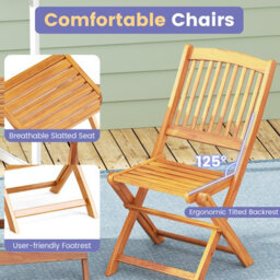 Costway 3 Pcs Outdoor Folding Bistro Set Garden Chair And Table Set-Grey - thumbnail 7