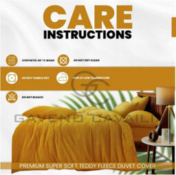 Gc Gaveno Cavailia Teddy Bear Fleece Double Ochre Duvet Set With Matching Pillowcase Fluffy Warm & Cosy Super Soft Bedding Set - thumbnail 4