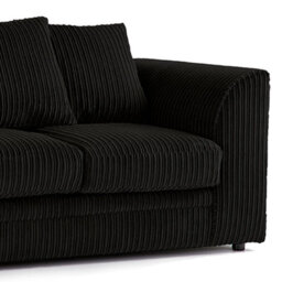 Furnishings For Less UK Luxor Jumbo Cord Black Fabric 2 Seater Sofa - thumbnail 2