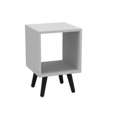 Urbn-Living Urbnliving 30Cm Height Cube White Wooden Storage Bookcase Scandinavian Style Black Legs Living Room - image 1