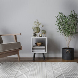 Urbn-Living Urbnliving 30Cm Height Cube White Wooden Storage Bookcase Scandinavian Style Black Legs Living Room - thumbnail 3