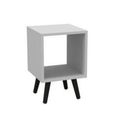 Urbn-Living Urbnliving 30Cm Height Cube White Wooden Storage Bookcase Scandinavian Style Black Legs Living Room - thumbnail 1