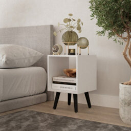 Urbn-Living Urbnliving 30Cm Height Cube White Wooden Storage Bookcase Scandinavian Style Black Legs Living Room - thumbnail 2