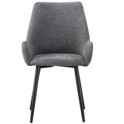 Mof Modern Upholstered Dining Chairs With Armrests  Set Of 2 Fabric Accent Chairs With Black Metal Legs Grey X2 - thumbnail 3