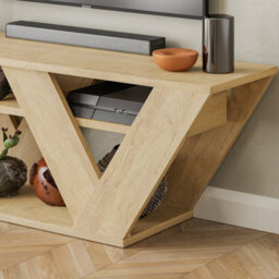 "Decortie Pipralla Modern Tv Stand Unit With Shelves For Up To 43"" Tvs Oak 110Cm" - thumbnail 5