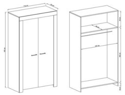 Arte  Elegant Sky Hinged Wardrobe H1970mm W1100mm D540mm In Riviera Oak - Spacious Storage Solution - thumbnail 3