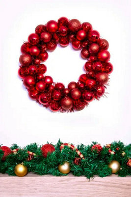 Christmas Tree World 33Cm Red Shatterproof Bauble Wreath - image 1