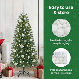 Vidaxl Christmas Bauble Set With 150 Leds 61 Pcs White Plastic - thumbnail 9