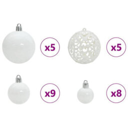 Vidaxl Christmas Bauble Set With 150 Leds 61 Pcs White Plastic - thumbnail 5