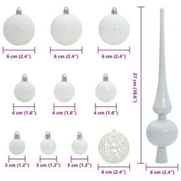 Vidaxl Christmas Bauble Set With 150 Leds 61 Pcs White Plastic - thumbnail 3
