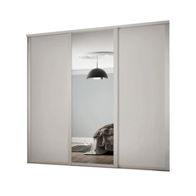 Spacepro Shaker Mirrored Dove Grey 3 Door Sliding Wardrobe Door Kit (H)2220mm (W)2592mm - image 1