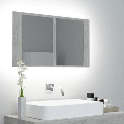 Berkfield Led Bathroom Mirror Cabinet Concrete Grey 80X12X45 Cm - image 1