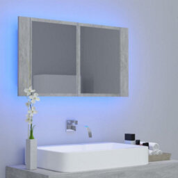 Berkfield Led Bathroom Mirror Cabinet Concrete Grey 80X12X45 Cm - thumbnail 3