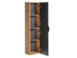 Impact Furniture Bathroom Wall Cabinet Tall Slim Storage Unit Oak Ribbed Tallboy Floating Furniture Adel - thumbnail 3