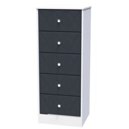 San Jose Ready Assembled Matt Indigo & White No Effect 5 Drawer Bedside Chest (H)1120mm (W)450mm (D)395mm - thumbnail 2