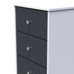 San Jose Ready Assembled Matt Indigo & White No Effect 5 Drawer Bedside Chest (H)1120mm (W)450mm (D)395mm - thumbnail 3