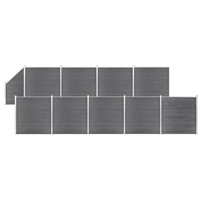 Berkfield Wpc Fence Set 9 Square + 1 Slanted 1657X186 Cm Grey - image 1