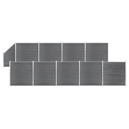 Berkfield Wpc Fence Set 9 Square + 1 Slanted 1657X186 Cm Grey - thumbnail 1