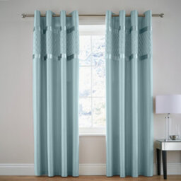 Catherine Lansfield Sequin Cluster 66X72 Inch Eyelet Curtains Two Panels Duck Egg Blue - thumbnail 1